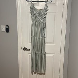 Altar’s State sage and cream striped faux wrap dress